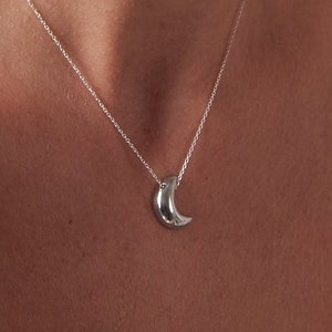 Crescent Moon Necklace, New Moon Necklace, Moon Phase, Real Handmade Piece, Sterling Silver 925, Lunar Necklace image 2