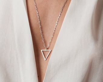 Triangle Necklace, Balance Pendant, Real Jewellery, Sterling Silver 925, Hand made jewel for Him or for Her
