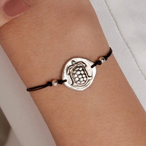 Turtle bracelet, Ancient Greek coin bracelet, Aegina silver stater coin double sided, talisman jewelry, lucky turtle charm
