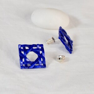 Cobalt Blue Earrings Rattan earrings Sterling Silver 925 image 4