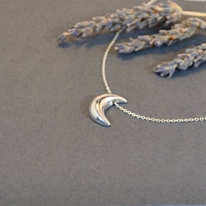 Crescent Moon Necklace, New Moon Necklace, Moon Phase, Real Handmade Piece, Sterling Silver 925, Lunar Necklace image 7