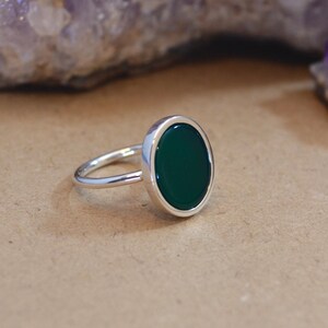 Agate Ring, Green Agate Crystal, Minimalist Gemstone Ring, Sterling Silver 925, Genuine Gemstone Ring image 3