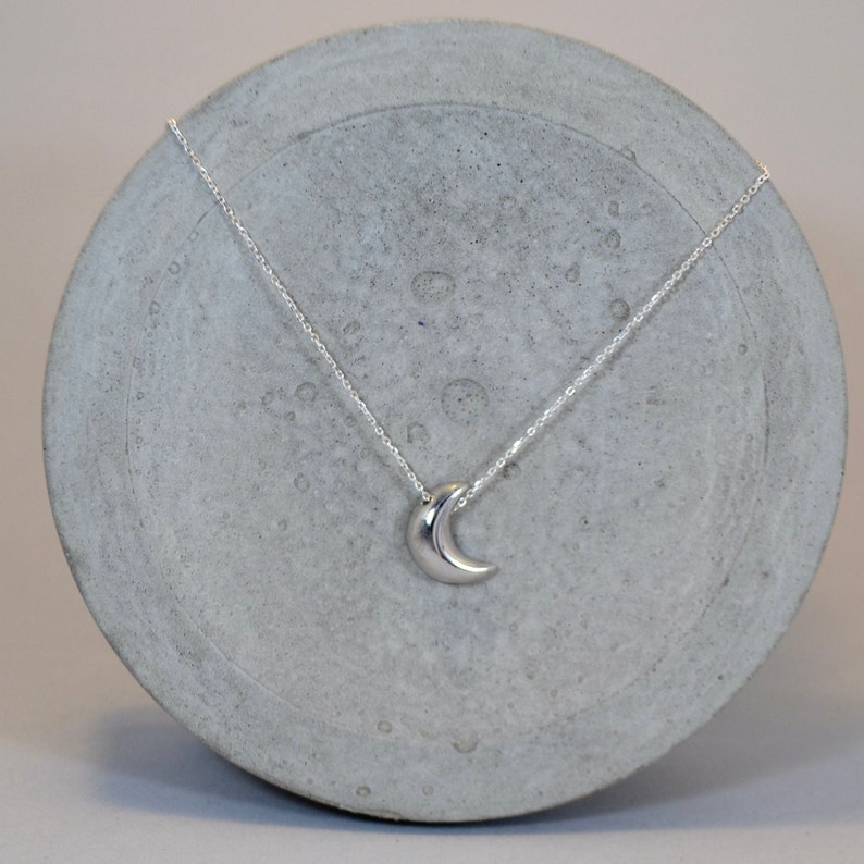 Crescent Moon Necklace, New Moon Necklace, Moon Phase, Real Handmade Piece, Sterling Silver 925, Lunar Necklace image 5