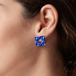 Cobalt Blue Earrings Rattan earrings Sterling Silver 925 image 2