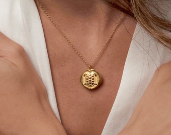 Turtle necklace ~ Double Sided Coin Necklace Handmade Greek Ancient Replica ~ Gold Turtle Pendant ~ Silver Stater of Aegina Gold-plated