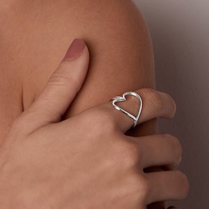 Heart ring, Open Heart Ring, Heart Shaped Ring, Sterling silver 925