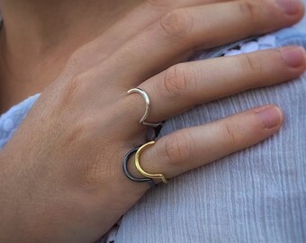 Half circle ring, Sterling Silver ring, Pasiphae Collection, Stackable rings