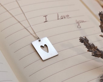 Heart Necklace, 925 Sterling Silver, Gif for Her, Minimalist Gift, Spread the Love