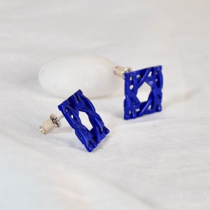 Cobalt Blue Earrings Rattan earrings Sterling Silver 925 image 3