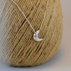 Crescent Moon Necklace, New Moon Necklace, Moon Phase, Real Handmade Piece, Sterling Silver 925, Lunar Necklace image 3