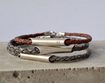 Boyfriends gift, Personalized cuff bracelet, Leather Bracelet, Custom Monogram Boyfriend jewelry