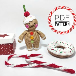 Gingerbread decor Christmas crochet Crochet food Fake food Crochet patterns Amigurumi pattern Donut  pattern Candy cane lane pattern Pdf