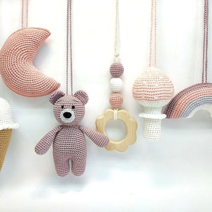 Baby gym toys Baby gym toy Wooden baby gym Baby play gym toys Bear toy Rainbow baby gift Mushroom toy Wood baby gym Baby hanging toys