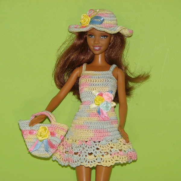 Barbie clothes Barbie dress  Barbie birthday outfit  Barbie doll clothes  Barbie dress  Dress  for barbie  Barbie accessory   Crochet  dress