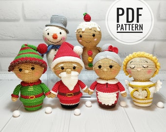 Christmas crochet patterns Mini amigurumi Snowman pattern Mini gingerbread man decor Santa pattern Christmas crochet Mrs Claus Mini toys