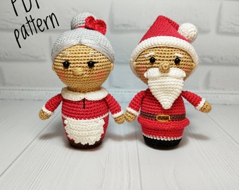 Christmas pattern Mini amigurumi Santa Mrs.Claus patterns Christmas crochet Crochet patterns Amigurumi pattern Mini toys Crochet toys