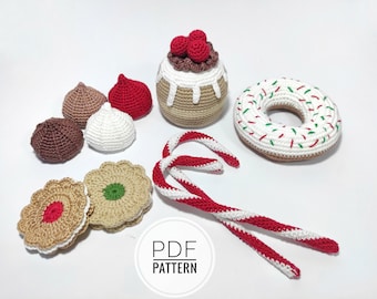 Comida a crochet Patrones de crochet Navidad crochet Patrón navideño Comida de juego Comida falsa Patrones de crochet fáciles Patrón Amigurumi Patrón pdf