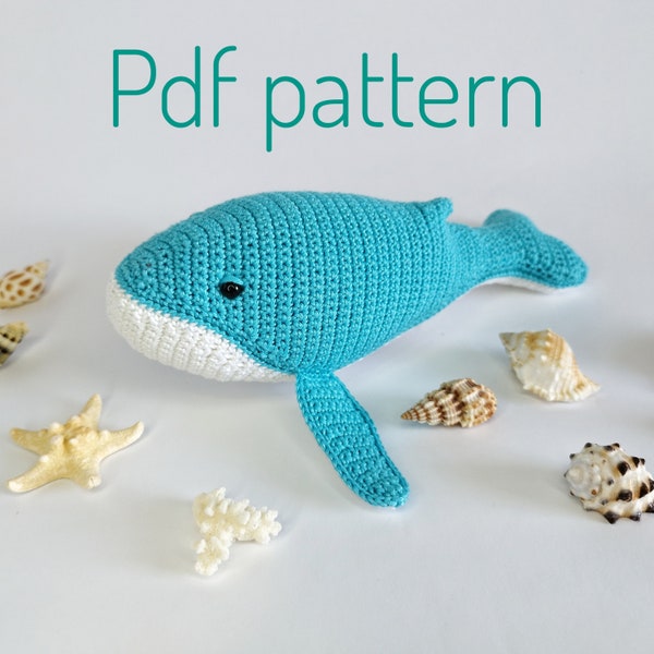 Nautical whale crochet patterns Minke whale toy Blue whale Amigurumi pattern Crochet animals Plushie pattern Stuffed toys Gray whale