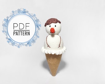 Patrón de helado de muñeco de nieve Patrones de ganchillo Comida de ganchillo Comida de juego Ganchillo Navidad Comida falsa DIY navideño Ganchillo navideño Ganchillo fácil