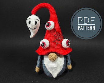 Gnome patterns Halloween gnome decor Halloween pattern Hanging ghost Crochet ghost Crochet gnome Spooky gnomes Ghost gnome Cute ghost plush