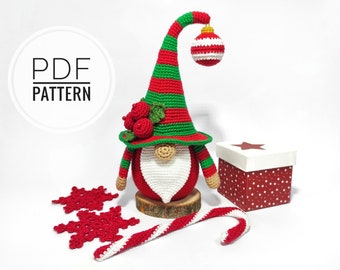 Gnome patterns Candy cane decor Christmas crochet Christmas gnome Christmas pattern Candy cane lane Crochet patterns pdf Crochet toys