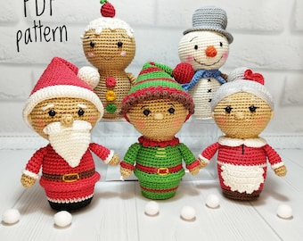 Crochet patterns Christmas crochet Snowman pattern Gingerbread decor Santa decor Christmas pattern Easy crochet patterns Primitive patterns