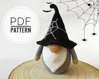 Halloween gnome Gnome patterns Fall gnomes Crochet gnomes pattern pdf Witch gnome Halloween pattern Diy halloween decor Halloween amigurumi