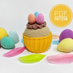 Easter decor Crochet patterns Easter Crochet food Fake food Play food Pretend play Easter decorations Fake cupcakes Easter desserts toys