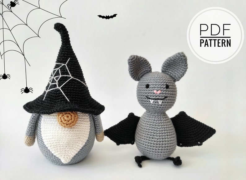 Crochet Bat Pattern and Gnome Pattern Pdf Halloween Pattern - Etsy