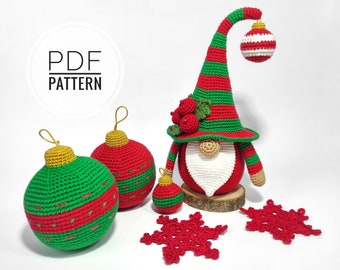 Gnome patterns pdf Christmas ornament Christmas crochet Christmas gnome Christmas diy Crochet patterns Amigurumi pattern Winter gnome