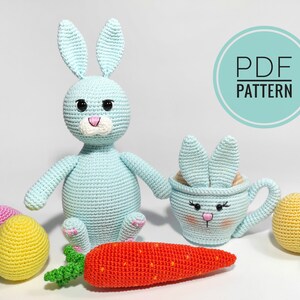 Crochet patterns pdf Crochet bunny Amigurumi rabbit Egg pattern Easter carrots Easter bunny Easter eggs Easter bunny decor Crochet eggs