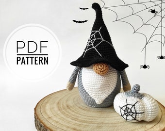 Modelli di gnomi pdf Modello di zucca Primitivo halloween Gnomo di Halloween Gnomo all'uncinetto Gnomi fatti a mano Gnomo strega Peluche di Halloween