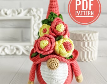 Gnome patterns Garden gnome Crochet patterns Summer gnome Crochet gnomes Birthday gnome Mothers day Gift for wife mom 1st mothers day