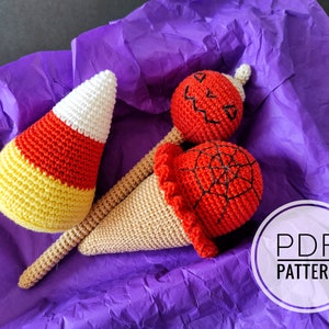 Halloween pattern Crochet food pattern Candy corn Crochet lollipops Diy halloween decor Primitive halloween Handmade halloween  crochet