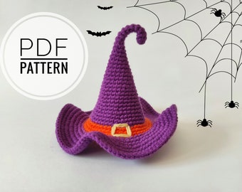 Mini witch hat pattern Crochet with hat Halloween with hat Halloween pattern Diy halloween decor Primitive halloween Crochet halloween