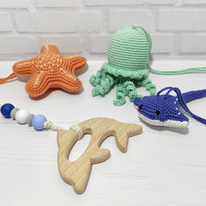 Baby play gym ocean hanging Nautical baby play gym ocean Baby gym toy play wooden Play gym for baby Baby gym hanging toy Nautical nursery