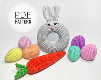 Easter crochet patterns Easter bunny Easter eggs Easter carrot Easter decoration Crochet bunny Crochet eggs Easter table decor Spring decor