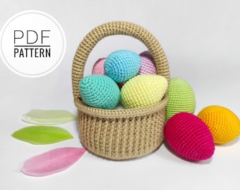 Cesta de ganchillo Cesta de Pascua Mini cesta patrones de crochet pdf Huevos de ganchillo Búsqueda de huevos de Pascua Huevos de Pascua Bebé Pascua Niños Cesta de Pascua