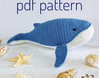Whale pattern Blue whale Minke whale Crochet patterns Whale toy Gray whale Nautical whale Stuffed whales Amigurumi pattern Plushie pattern