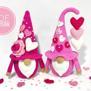 Gnome patterns Valentines gnomes Crochet patterns pdf Holiday gnome Valentines day decor Crochet heart Couples gift Valentines day gift