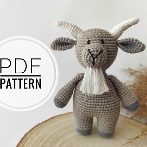 Goat plushie pattern Crochet goat Amigurumi goat Crochet animals Goat plush pattern Goat stuffed animal Farm animal nursery Pdf pattern