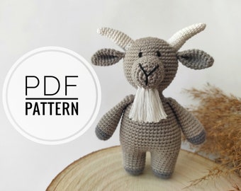 Crochet Goat Amigurumi Pattern, Farm Animal Plush (PDF Pattern)