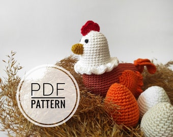 Crochet chicken Plushie pattern Amigurumi pattern Cute chicken Chicken decor Bird crochet pattern Crochet animals Farmhouse chicken decor