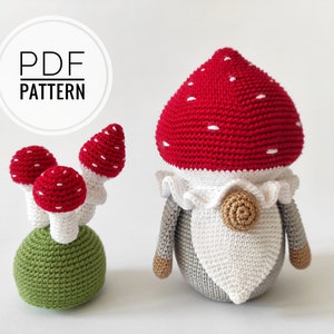 Crochet mushroom Gnome patterns pdf Forest gnome Amigurumi mushroom Fall gnomes Amigurumi pattern Crochet gnomes Crochet patterns