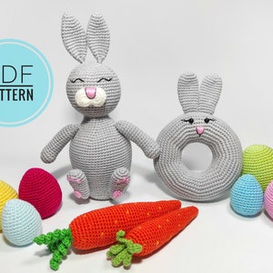 Crochet bunny Egg pattern easter carrots Easter bunny Easter eggs Crochet eggs Easter table decor Crochet rabbit Stuffed bunny Easter toys