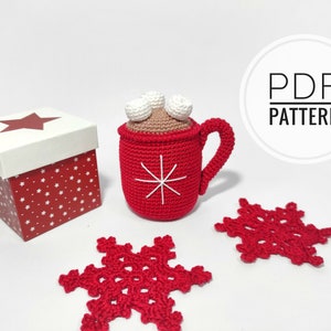 Crochet mug christmas pattern Coffee cup crochet pattern Pdf pattern hot chocolate Christmas crochet Amigurumi pattern Easy crochet pattern