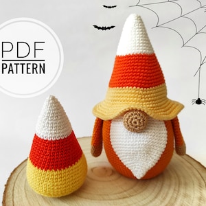 Halloween gnome Crochet gnome Halloween pattern  Fall gnomes Candy corn gnome Halloween crochet Halloween ornaments Halloween amigurumi