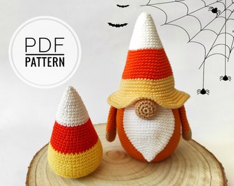 Halloween gnome Crochet gnome Halloween pattern  Fall gnomes Candy corn gnome Halloween crochet Halloween ornaments Halloween amigurumi