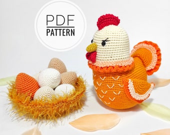 Crochet patterns Hen pattern Easter decor Amigurumi pattern Chicken decor Bird crochet pattern Farmhouse decor Crochet eggs Pattern chicken