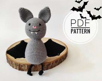 Crochet bat pattern Cute bat Bat decoration Vampire bat Plush bat crochet pattern Halloween pattern Handmade halloween Plush pattern digital